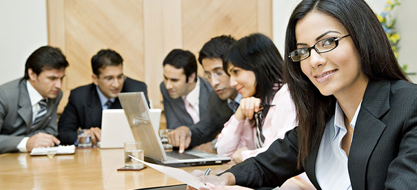 corporate clients at conference table